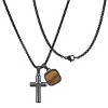 Steeltime 24" Men's black ip stainless steel Lord's prayer spinning cross and tiger eye dog tag pendants - 2 of 4