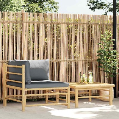 2 Piece Patio Lounge Set with  Cushions Bamboo vidaXL