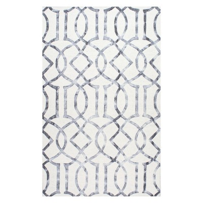 Silver Abstract Tufted Area Rug - (5'x8')