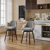 26" Counter Height Swivel Barstool Set of 2, Upholstered Leather Bar Stool with Back & Wood Leg, 360 Swivel Bar Chairs - 3 of 4