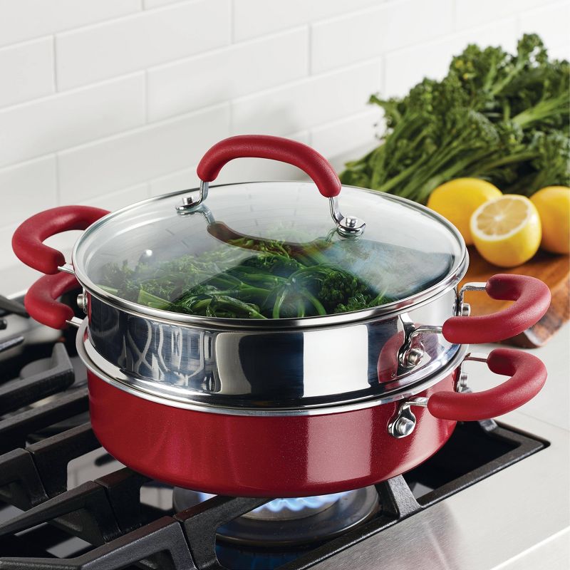 Rachael Ray Create Delicious 3qt Covered Sauteuse & Steamer Red, 6 of 7