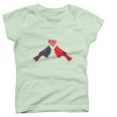 Girl's Design By Humans Birds in Love By sagaciousdesign T-Shirt