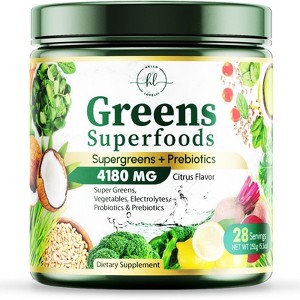 Greens Superfood Powder, Organic Spirulina & Chlorella Greens, Prebiotics & Probiotics, Gut Health & Bloating Support - 28 Servings By Hello Lovely! - 1 of 4