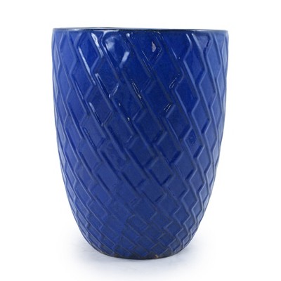 Wooakway 17" Dia Outdoor Indoor Ceramic Planter Pot Decorative Planter with Drainage Hole Patio Flower Pot