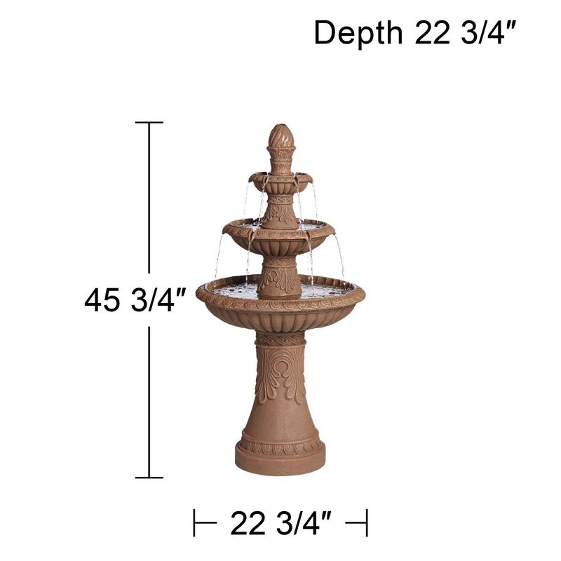 John Timberland European Rustic Outdoor Floor Water Fountain with Light LED 45 3/4" High 3-Tiered for Garden Patio Yard Deck Home, 4 of 10