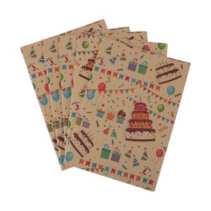 Unique Bargains Gift Wrap Paper Kraft 27.56"x19.69" 5 Pcs - 1 of 4