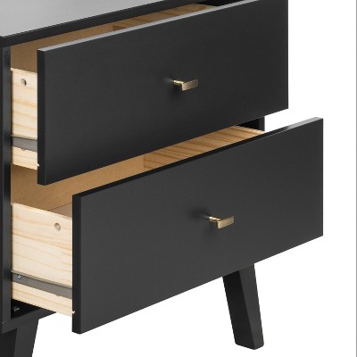 Black Mid-Century Double Dresser with Deep Drawers