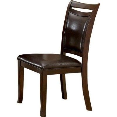 Vynxaria Set of 2 Dining Chairs Made of Dark Brown Cherry Wood, Padded Leather Back and Seat, Perfect for Dining and Living Spaces
