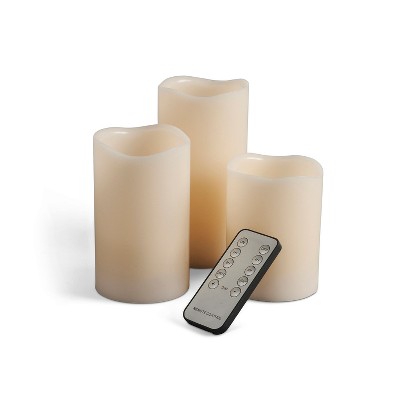 Everlasting Glow Wax, Wavy Edge, Flameless LED Candles in Assorted Sizes with Multi-Function Remote (Set of 3)