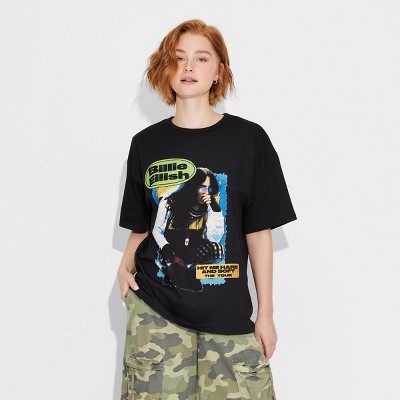 Women's Billie Eilish Tour Oversized Short Sleeve Graphic T-Shirt - Black