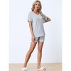 cheibear Women's Soft Shorts Sleeve Nightwear with Pockets Pajama Set 2 Pcs - 2 of 4
