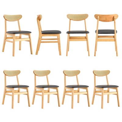 PAGED Wood Dining Chairs Durable Dining Room Chairs with Small Curved Back and PU Cushion for Dining Room, Kitchen