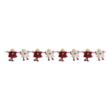 Northlight 2' x 4" Unlit Plush Red and Beige Joined Hands Angel Dolls Christmas Garland