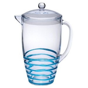 Gulches 2.5 Quarts Swirl Unbreakable Plastic Water Pitcher with Lid - BPA Free, Ideal for Drinks & Juices, with Spout,Blue - 1 of 4