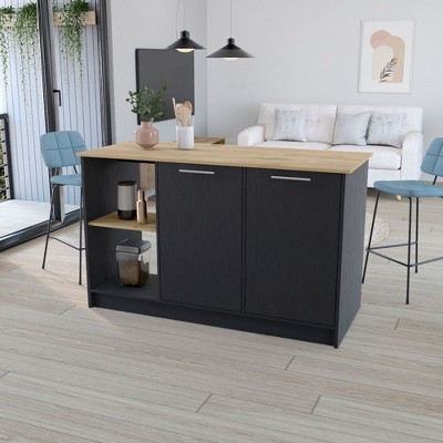 NicBex Kitchen Island Cart Morden Kitchen Carts with Storage, 2 Cabinet Door, 2 Storage Shelves for Kitchen, White