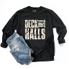 Deck the Halls Block Distressed - Women's Garment Dyed Long Sleeve Graphic T-Shirt - 3 of 4
