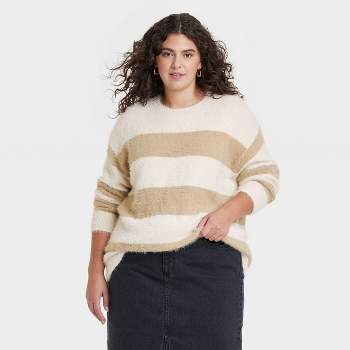 Women's Fuzzy Tunic Pullover Sweater - Universal Thread™ Striped