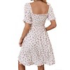 Women's Square Neck Short Sleeve Smocked Ruffled Hem Floral Midi Dress - 4 of 4
