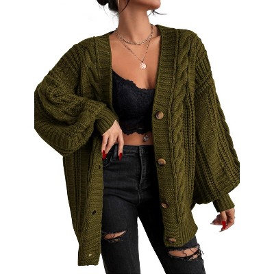 EXLURA Womens 2025 Oversized Cardigan Sweaters Fall Winter Lightweight Soft Knit Cardigan Open Front Button Outwear Coats
