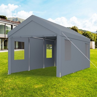 10 x 20 FT Heavy Duty Carport,Portable Garage Canopy with Roll-Up Doors And Windows,Waterproof UV-Resistant Shelter-Maison Boucle