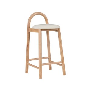 Meridian Furniture,Calvin Cream Vegan Leather Stool - 1 of 4