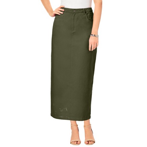 Jessica London Women’s Plus Size Classic Cotton Denim Midi Skirt, 18 ...
