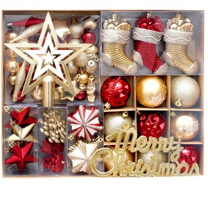 70ct Christmas Ball Ornaments Set, Shatterproof Tree Decorations, Hanging Xmas Ornaments for Holiday Party & Home Decor - 1 of 4