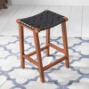 Genuine Leather Barstool with Wood Base and Upholstered Seat, Mid-Century Modern Design for Kitchen or Home Bar - 2 of 4