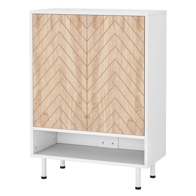 Resenkos Shoe Cabinet, 200 lb Capacity with Removable Tiers for Organized Shoe Collection White & Brown