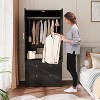 Wardrobe Armoire Closet with 2 Shutter Doors, Hanging Rods and 2 Drawers - 3 of 4