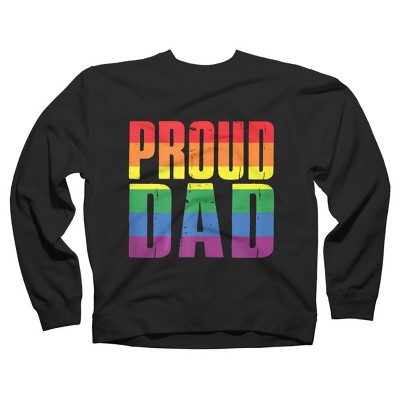 Adult Design By Humans Rainbow Pride Proud Dad By Luckyst Sweatshirt - Black - X Large