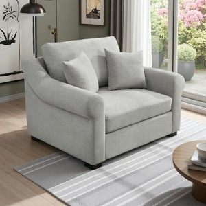 Polibi Oversized Chenille Armchair with Wide Curved Armrests - 1 of 4