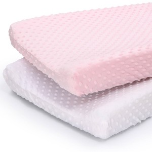 The Peanutshell Minky Dot Solid Changing Pad Covers - Pink/White 2pk - 1 of 4