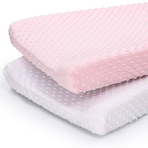 The Peanutshell Minky Dot Solid Changing Pad Covers - Pink/white 2pk :  Target