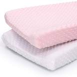 The Peanutshell Minky Dot Solid Changing Pad Covers - Pink/White 2pk
