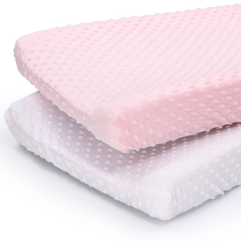 Photos - Changing Table The Peanutshell Minky Dot Solid Changing Pad Covers - Pink/White 2pk