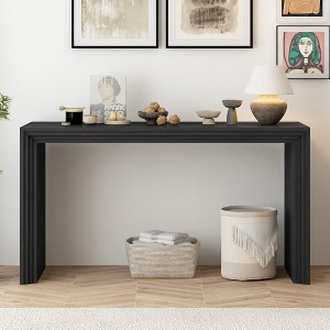 VYNXARIA Modern Style Console Table made of Paulownia Solid Wood Veneer,Suitable for Foyer, Living Room, or Entryway,Black - 1 of 4