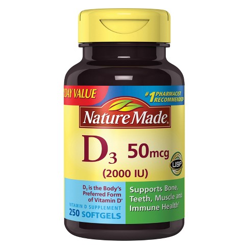 Nature Made Vitamin D Dietary Supplement Softgels - 250ct : Target