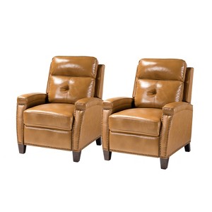 Set of 2 Florina Modern Upholstery Genuine Leather Recliner with Nailhead Trim for Living Room and Bedroom  | ARTFUL LIVING DESIGN - 1 of 4
