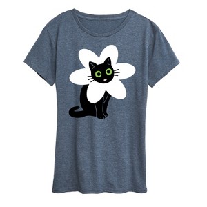 Women's - Instant Message - Derpy Flower Cat Short Sleeve Graphic T-Shirt - 1 of 4