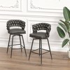 28" Linen Woven Upholstered Bar Stools Set of 4 with 360¡ã Swivel, Backrest, Footrest, and Metal Legs for Kitchen Island - 2 of 4