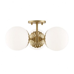 Mitzi Paige 3 - Light Semi-Flush Mount in  Aged Brass Opal Matte Shade - 1 of 2