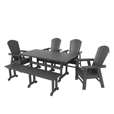 WestinTrends 6 Piece Outdoor Patio Dining Table and Armchair Dining Bench Set