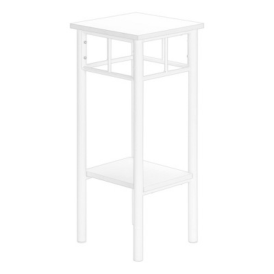 Monarch Specialties Accent Table Side End Plant Stand Square Living Room Bedroom Metal Laminate White Contemporary Modern
