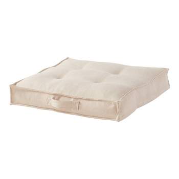 Medium Square Tufted Reversible Floor Pillow Cream - Kensington Garden