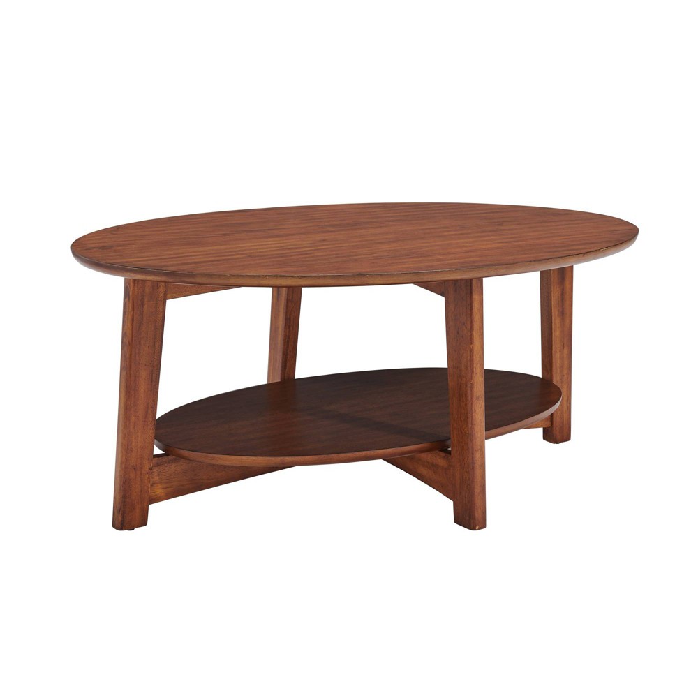 Monterey Oval Mid Century Modern Wood Coffee Table Chestnut Alaterre Furniture