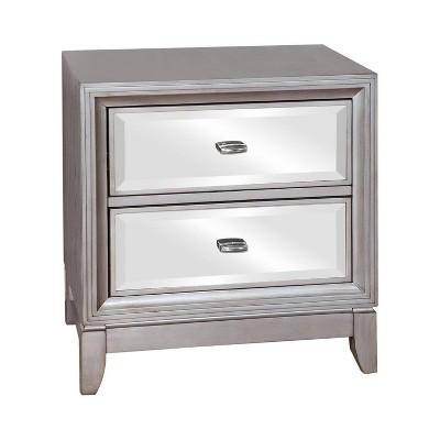 Reina 2 Drawer Nightstand Silver - miBasics