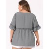Agnes Orinda Women's Plus Size Plaid Peplum Sweetheart Neck Ruffle Sleeve Babydoll Blouses - 4 of 4