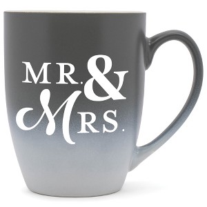 Elanze Designs Mr & Mrs Two Toned Ombre Matte Grey and White 12 ounce Ceramic Stoneware Coffee Cup Mug - 1 of 4