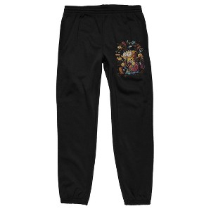 Spongebob Squarepants Spongebob Riding Gary the Snail Men's Black Graphic Jogger Pants - 1 of 2